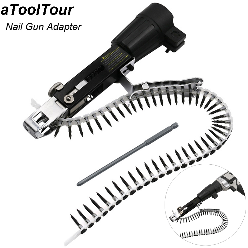 Woodworking Nail Gun - 전기 드릴 어댑터 자동 나사 체인