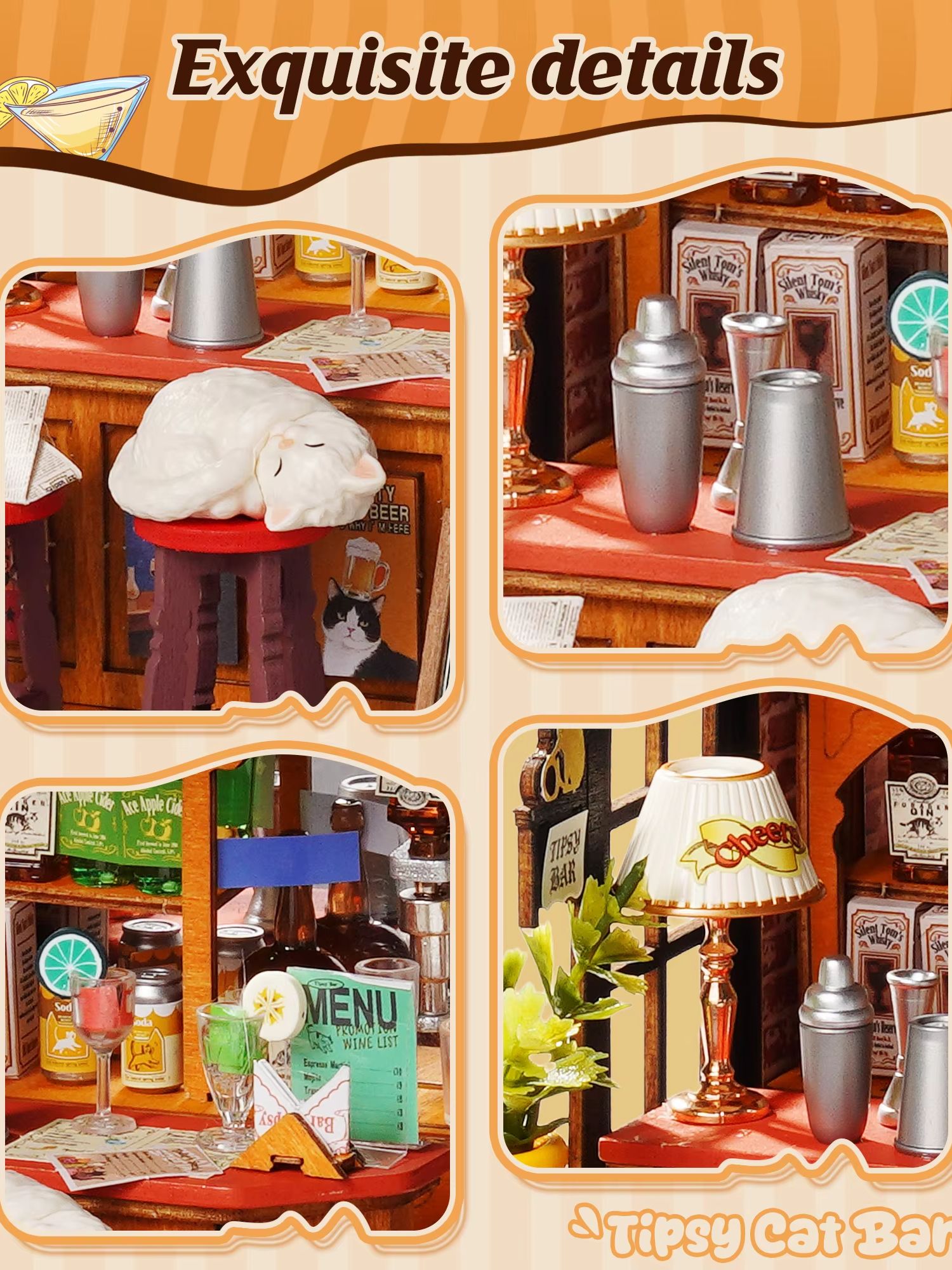 롤라이프 DIY 미니어처 하우스 키트 티피 캣 바 미니 - Woodworking Kits For Kids 리뷰 및 가격