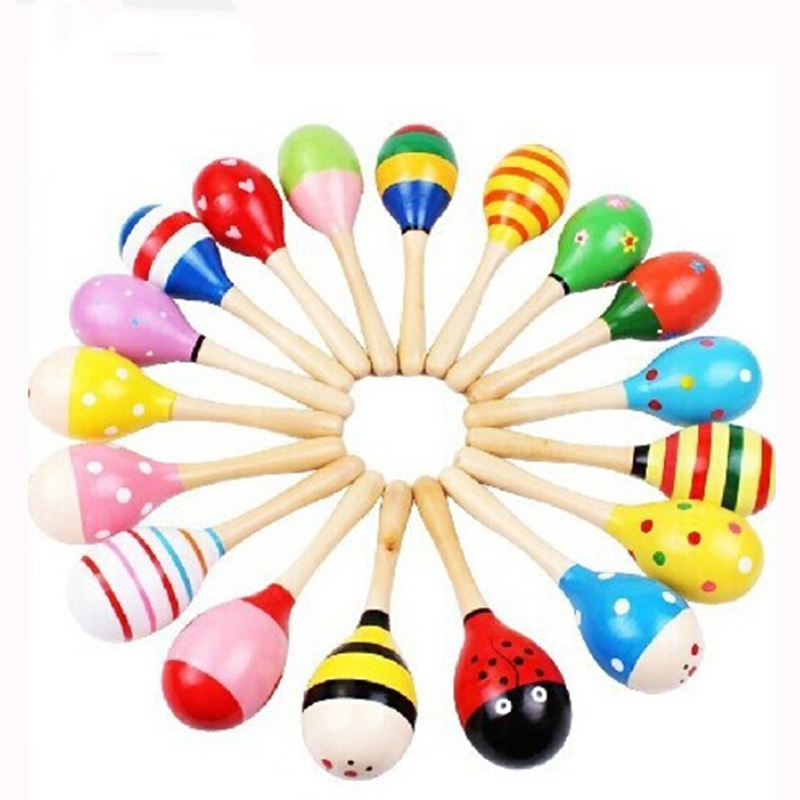 2pcs 다채로운 나무 작은 딸랑이 Maracas 비트 - Woodworking Kids Toys 리뷰 및 가격