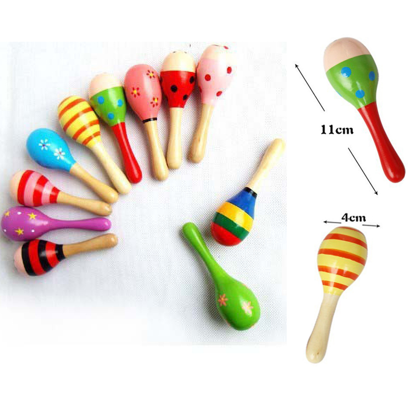 2pcs 다채로운 나무 작은 딸랑이 Maracas 비트 - Woodworking Kids Toys 리뷰 및 가격