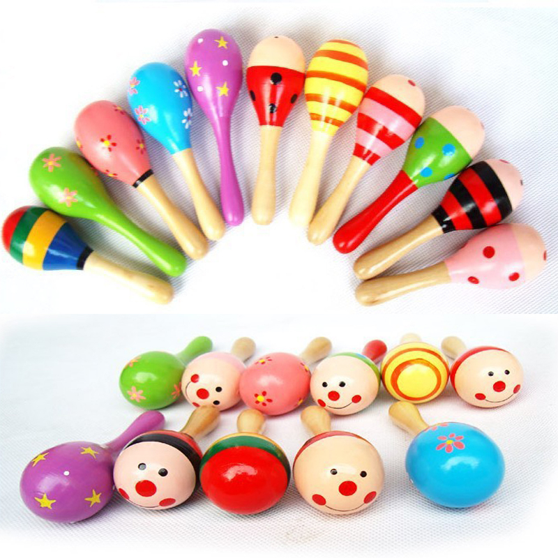 2pcs 다채로운 나무 작은 딸랑이 Maracas 비트 - Woodworking Kids Toys 리뷰 및 가격