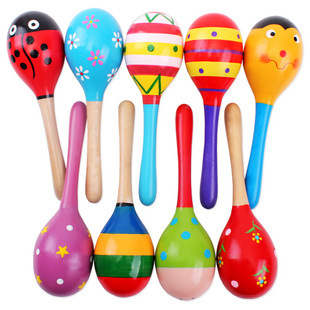 2pcs 다채로운 나무 작은 딸랑이 Maracas 비트 - Woodworking Kids Toys 리뷰 및 가격